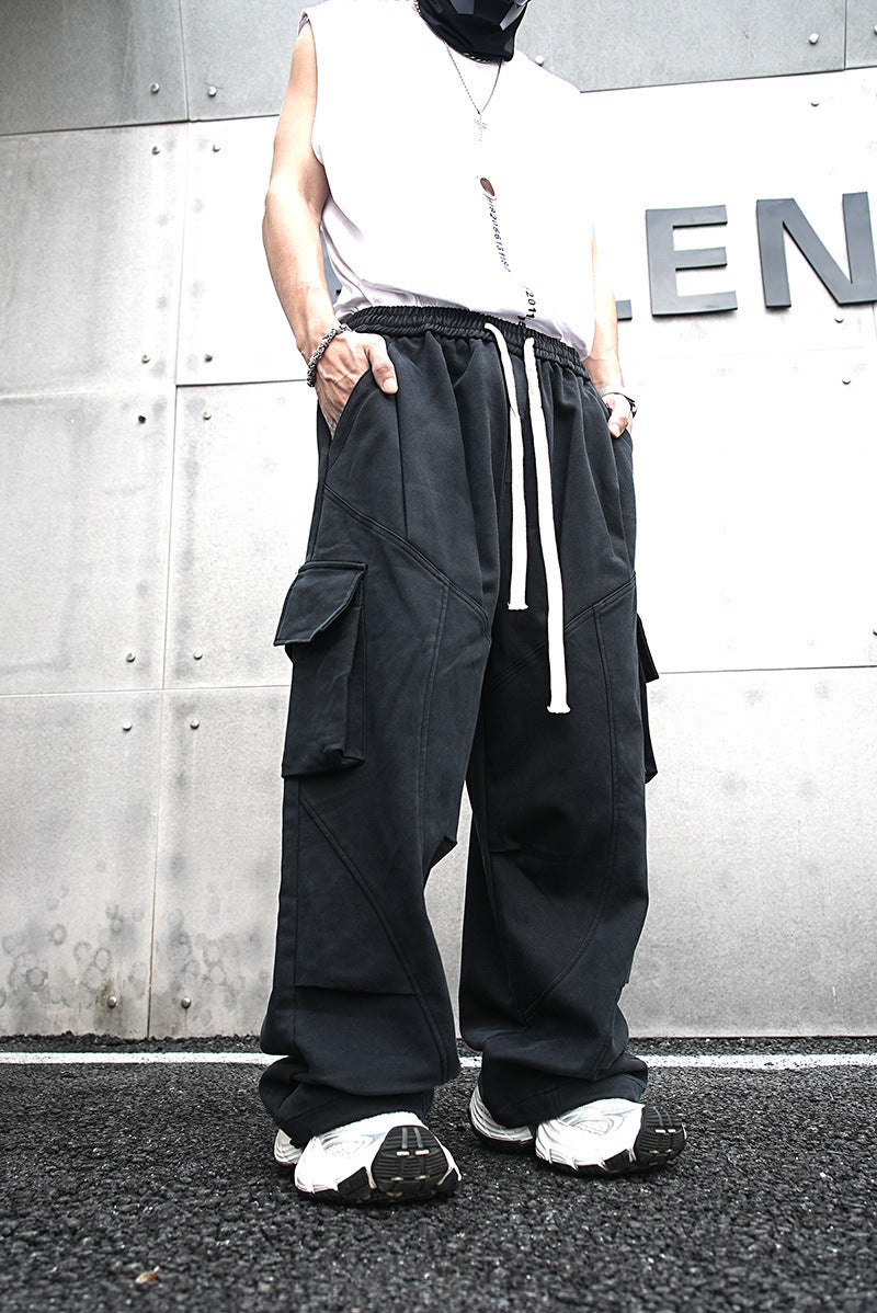 Baggy Cotton Black Cargo Pants