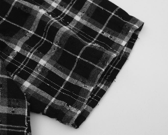 Splatter Print Plaid Shirt