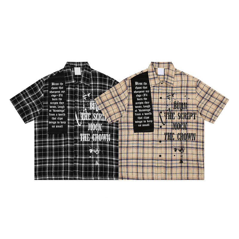 Splatter Print Plaid Shirt