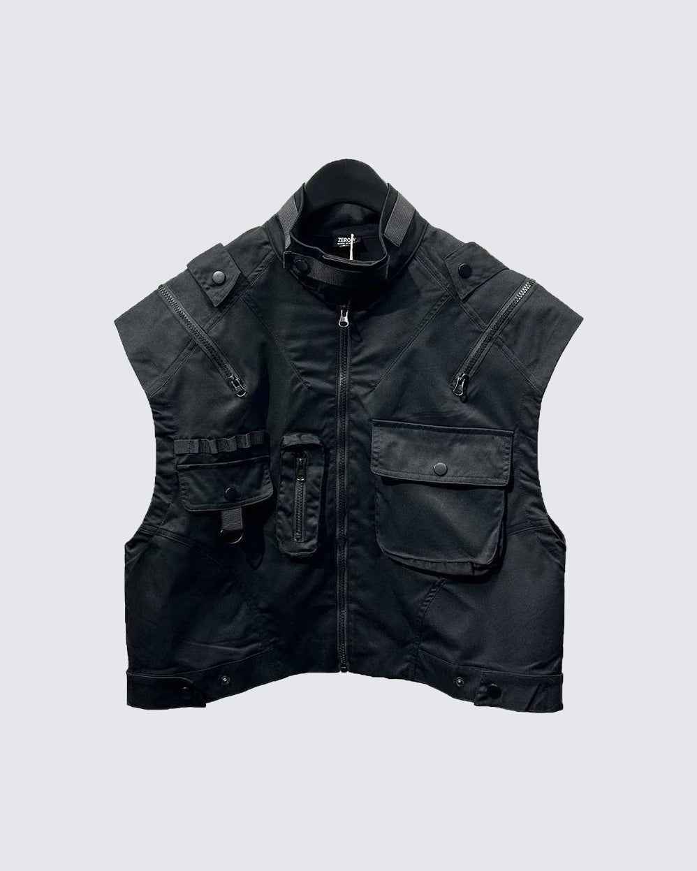 Multi Pocket Black Vest Jacket