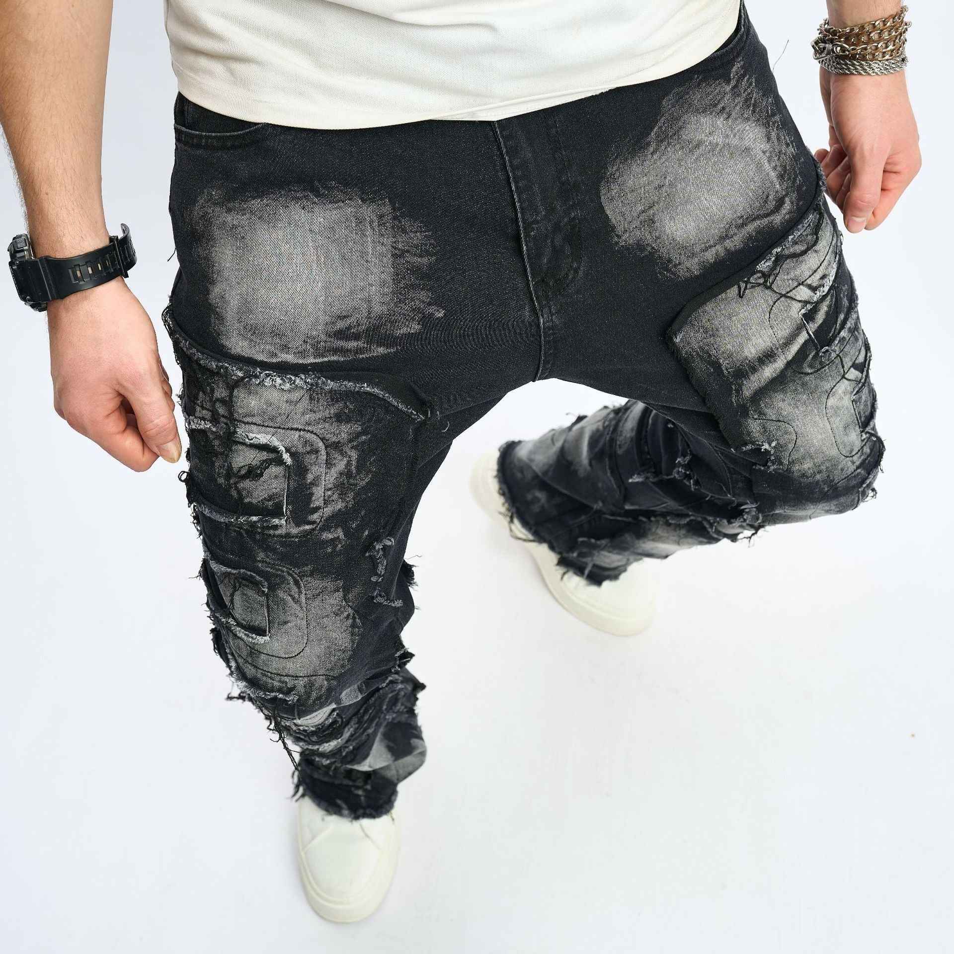 Vintage Washed Black Denim Jeans