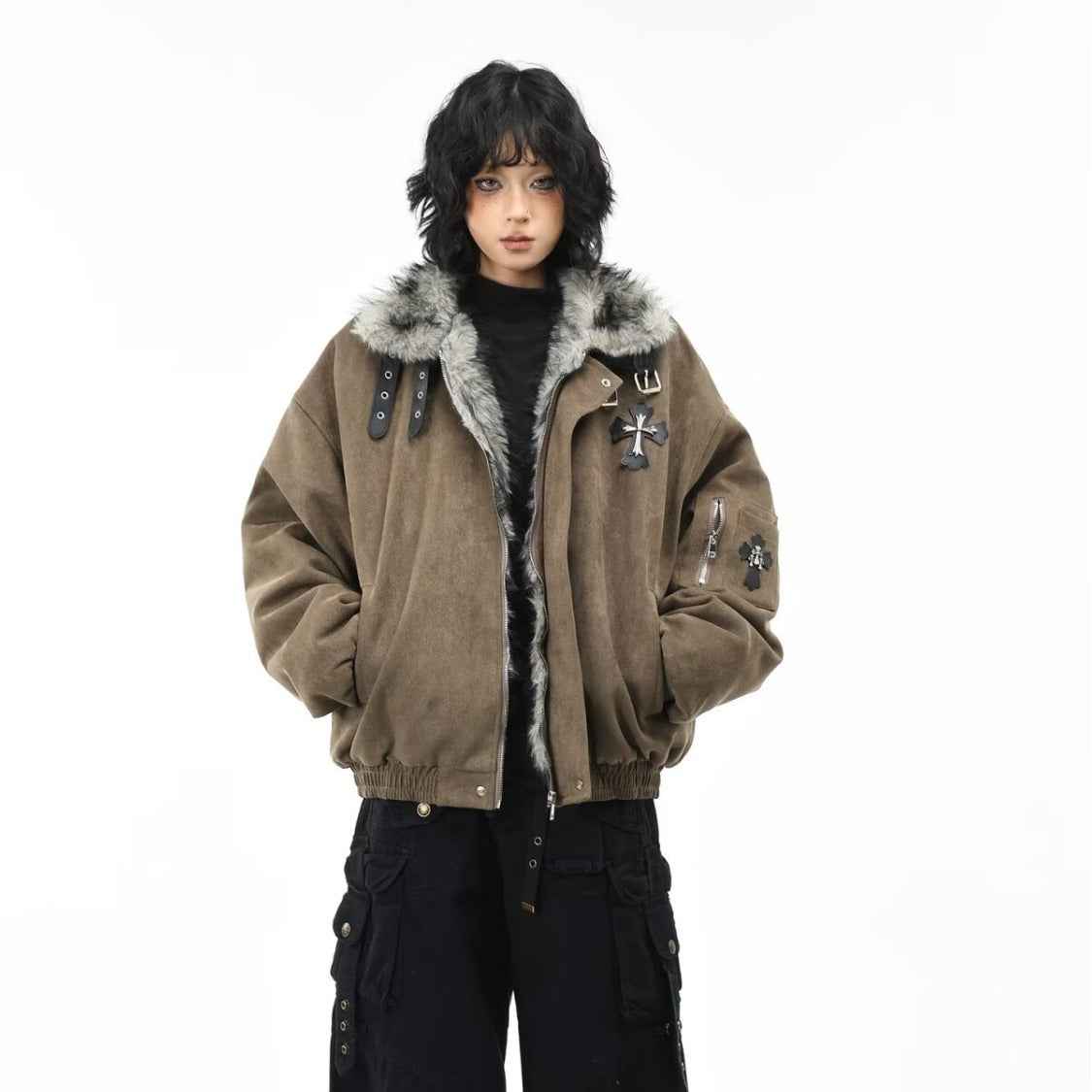 Faux Fur Shearling Cross Jacket