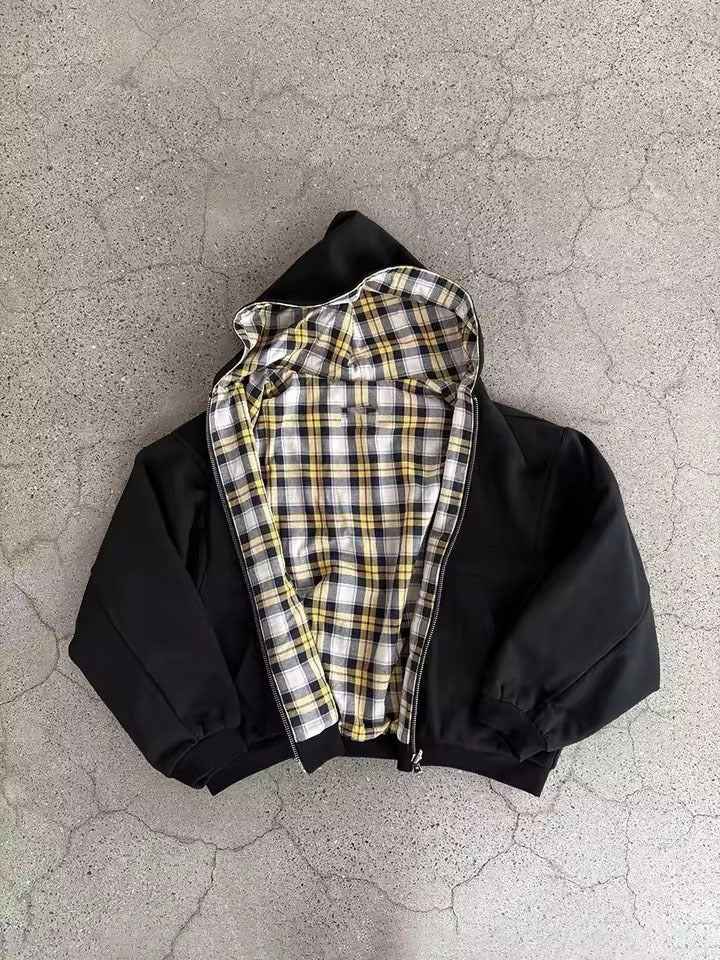 Plaid Reversible Zip Hoodie