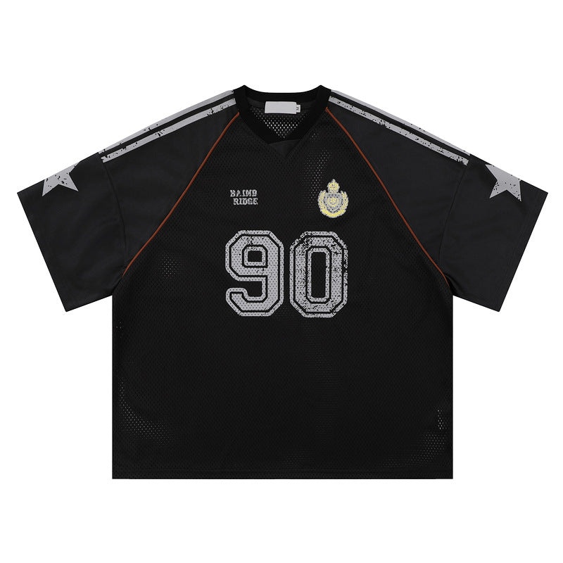 Retro 90's Star Graffiti Mesh Football Tee
