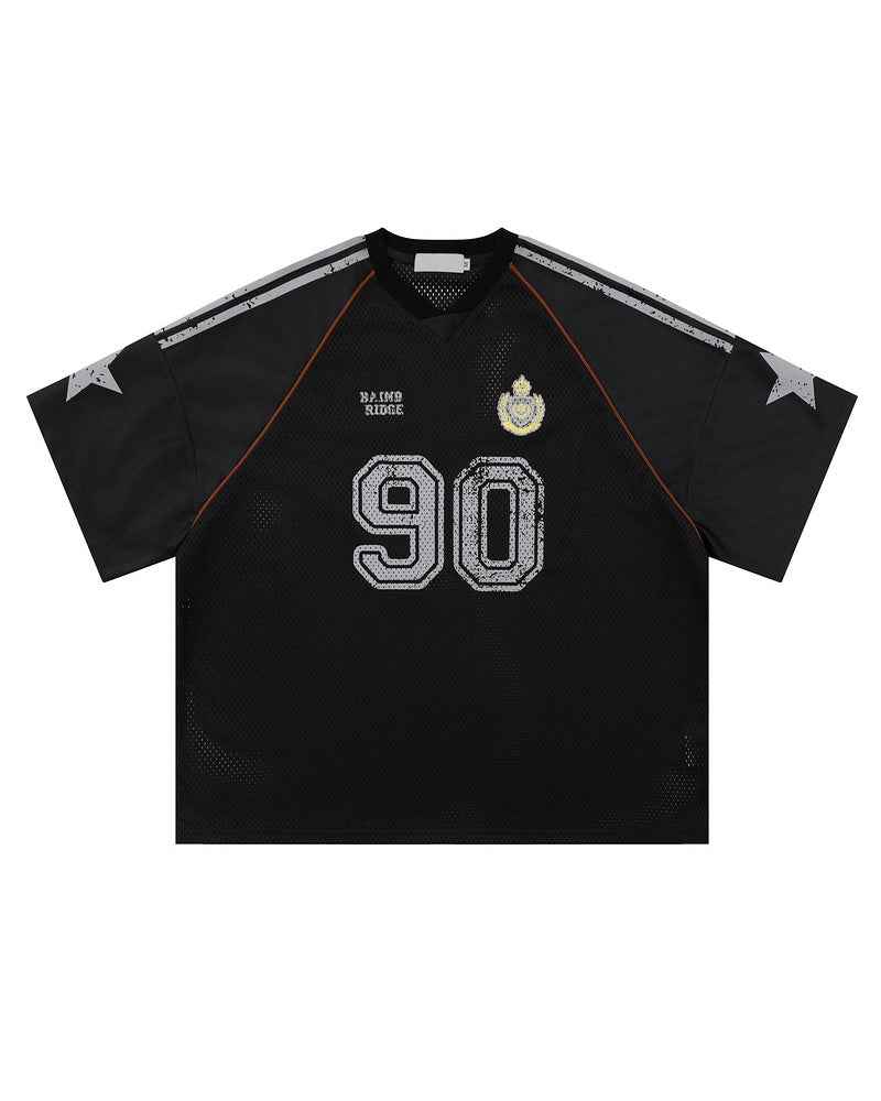 Retro 90's Star Graffiti Mesh Football Tee