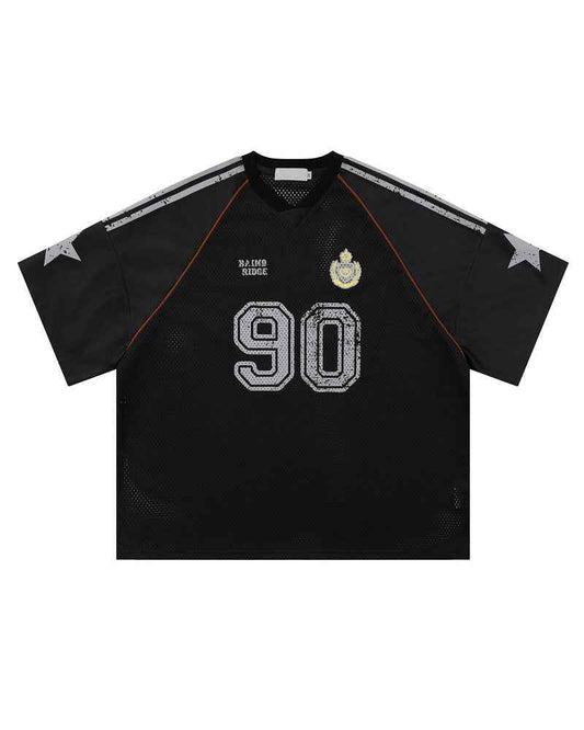 Retro 90's Star Graffiti Mesh Football Tee
