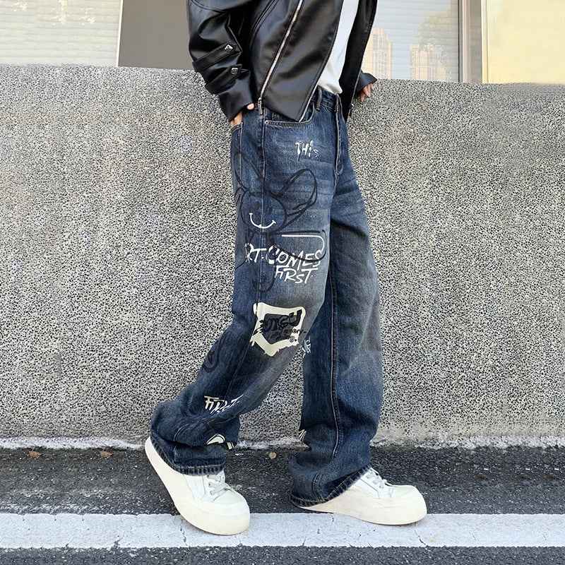 Retro Graffiti Loose Fit Jeans