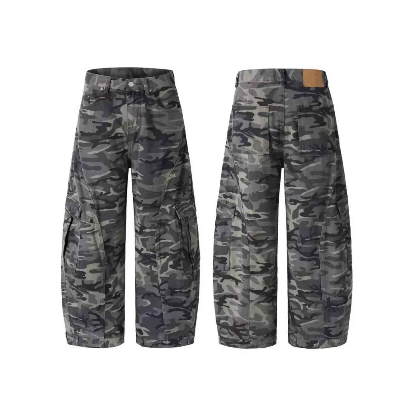 Retro Camo Workwear Wide-Leg Jeans