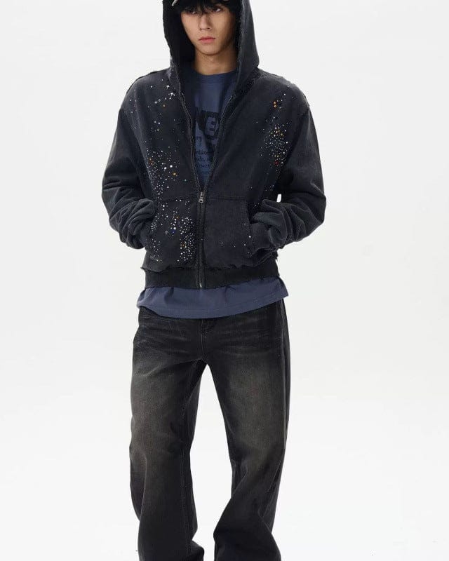 Zip Up Hoodie Rhinestone