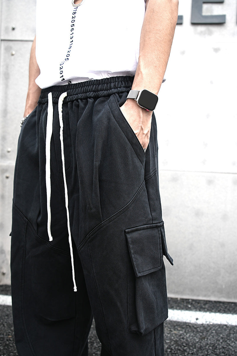 Baggy Cotton Black Cargo Pants