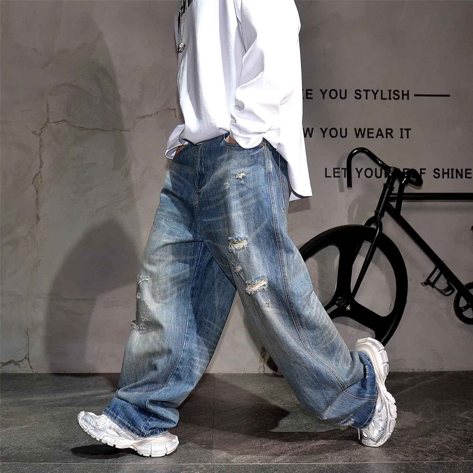 Drift Distressed Jeans - Vintage Blue