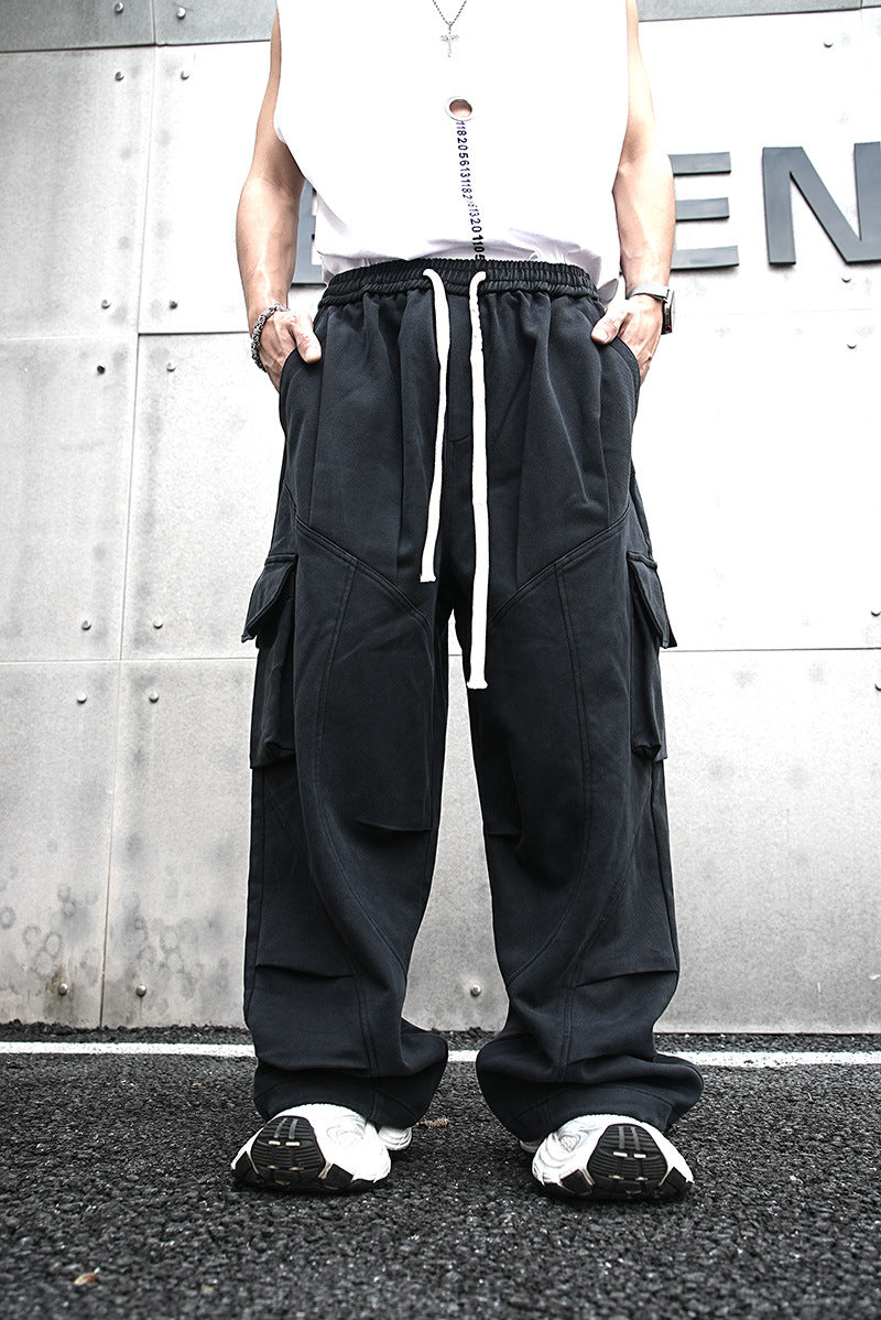 Baggy Cotton Black Cargo Pants