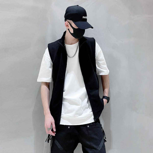 Lightweight Cotton Black Gilet Vest