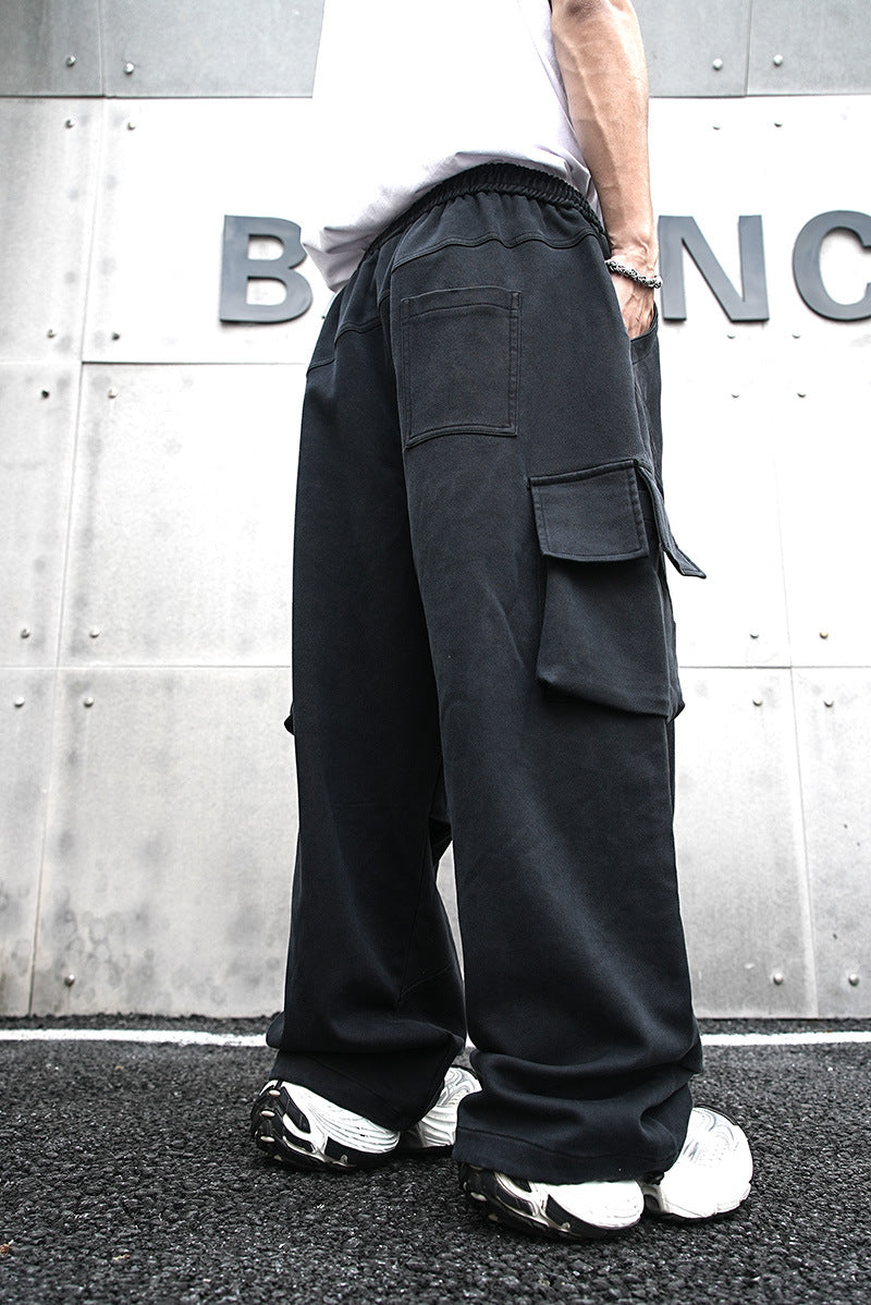 Baggy Cotton Black Cargo Pants