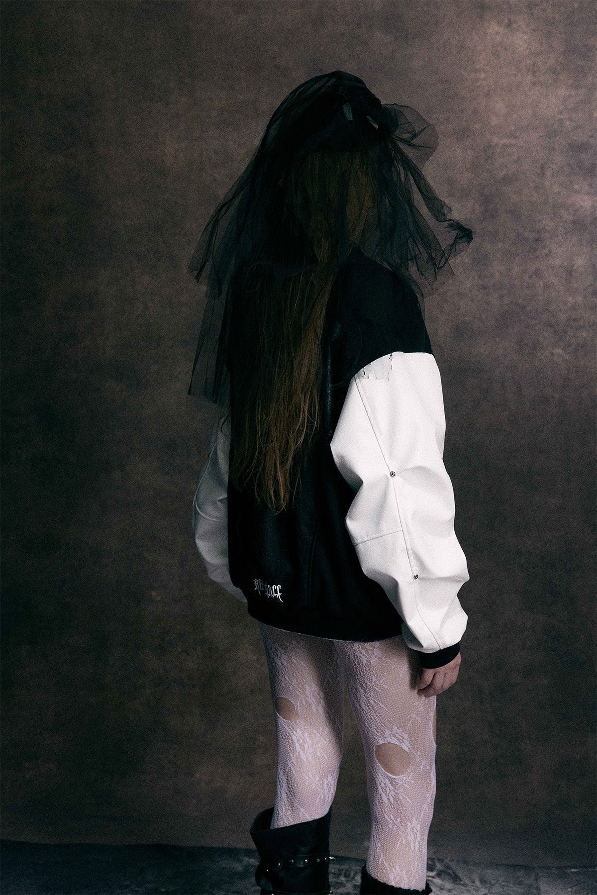 Cross Embroidery Leather Varsity Jacket