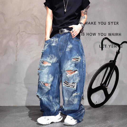 Ruin Distressed Jeans - Heavy Blue