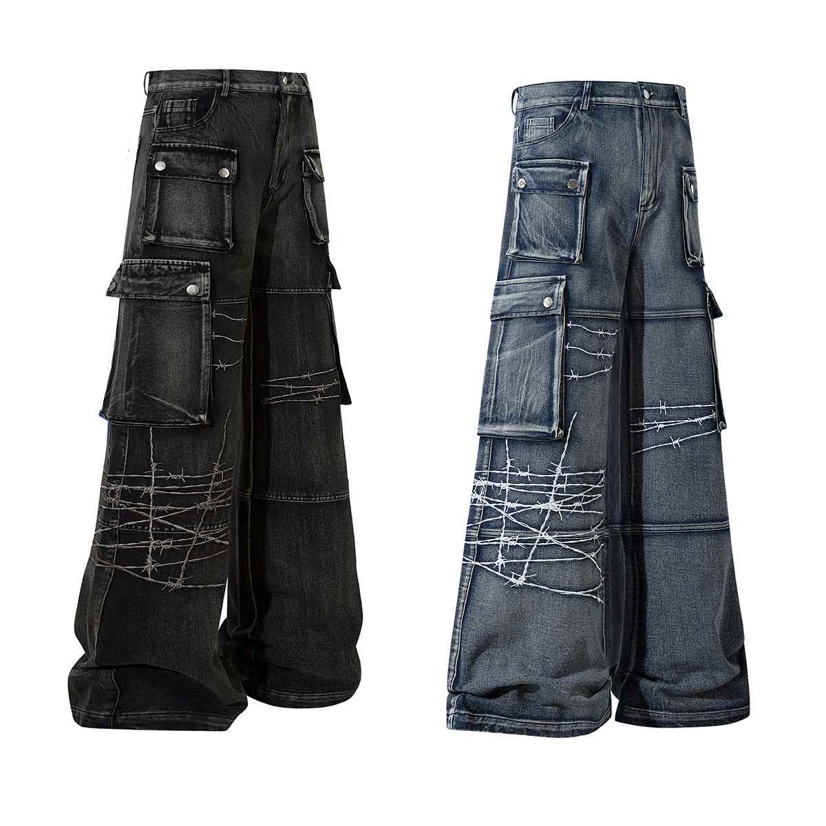 Barbed Baggy Embroidery Cargo Pants