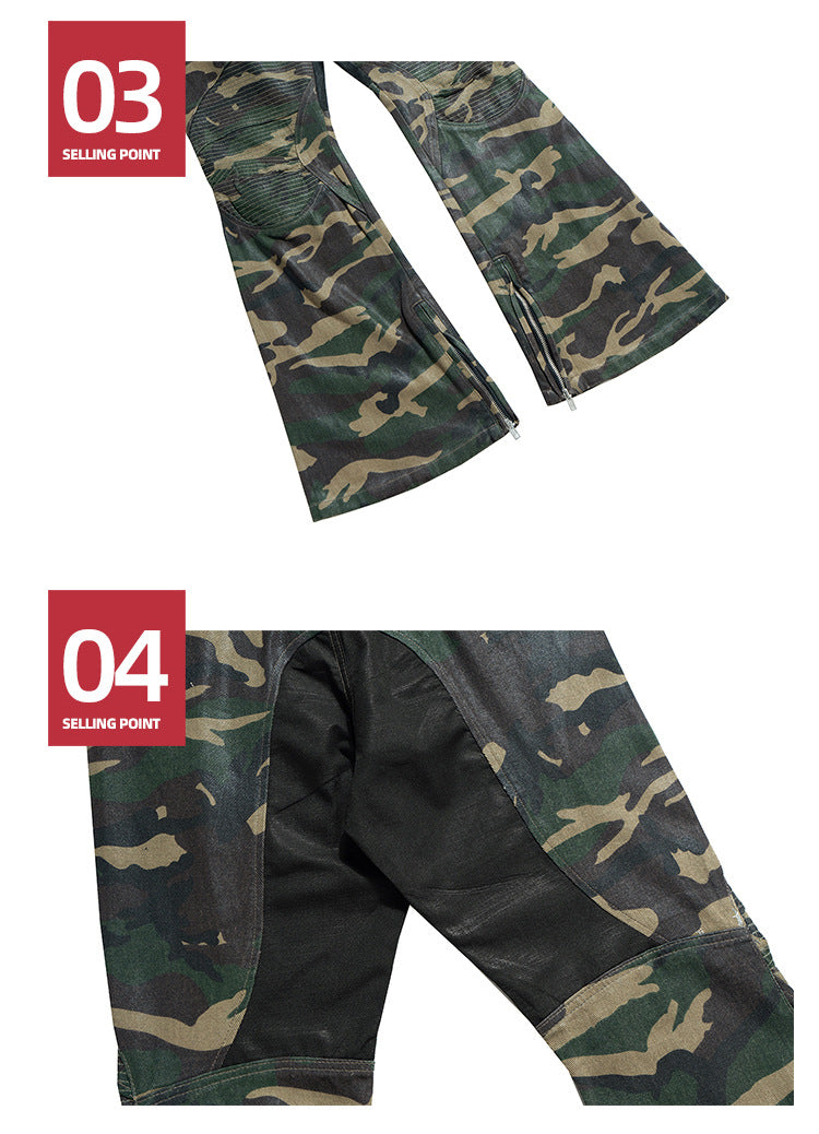 Splicing Camo Wide Leg Flared Pants