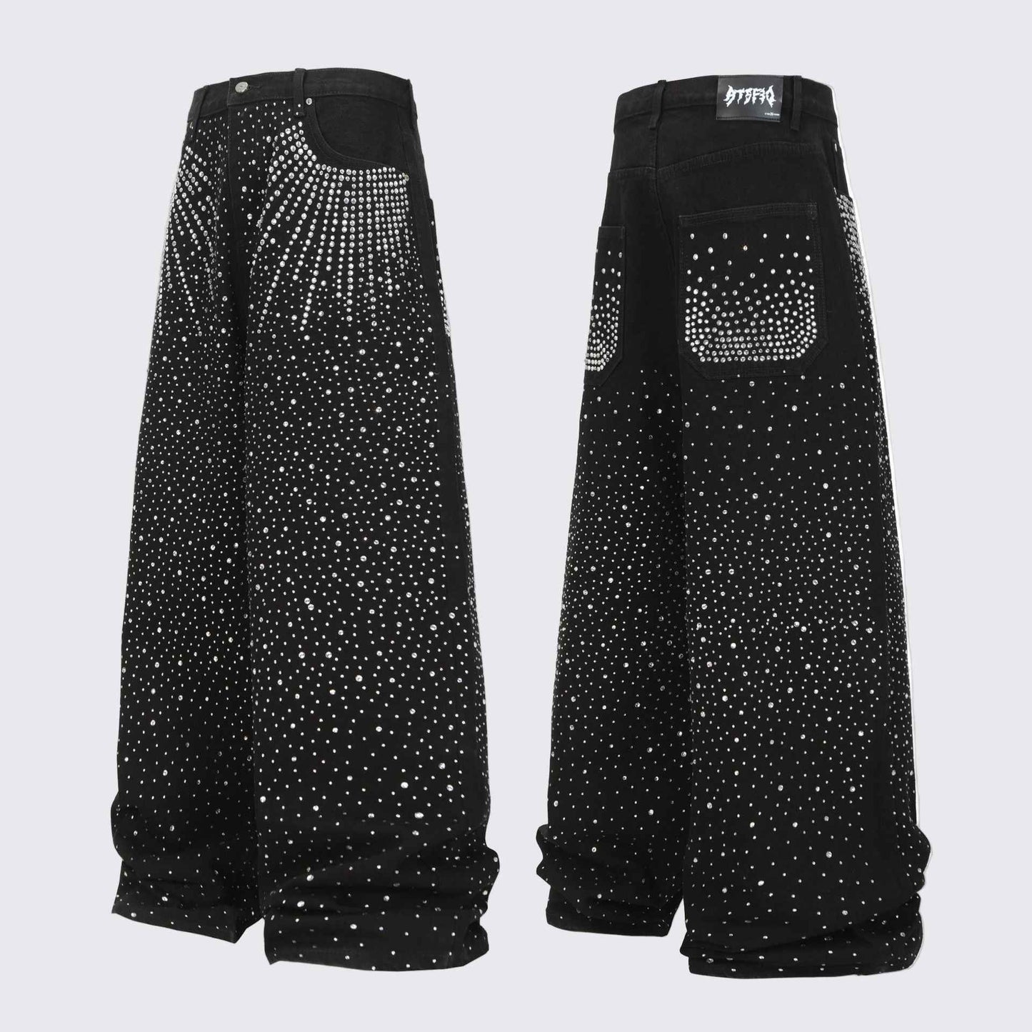 Diamond-Encrusted Black Jeans