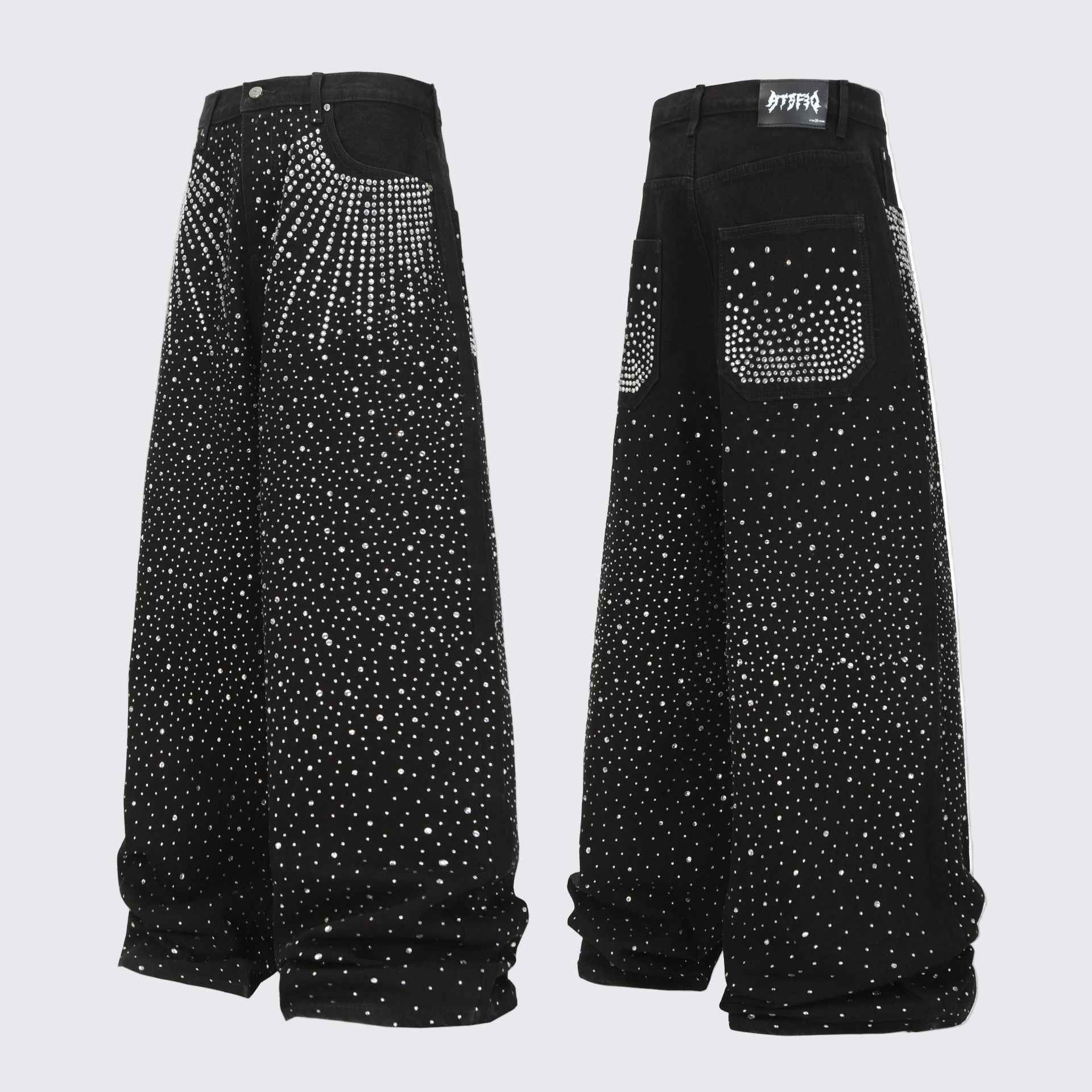 Diamond-Encrusted Black Jeans