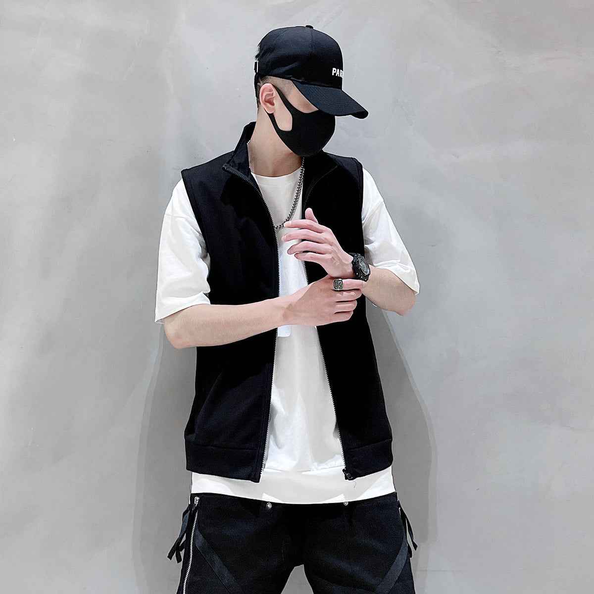 Lightweight Cotton Black Gilet Vest