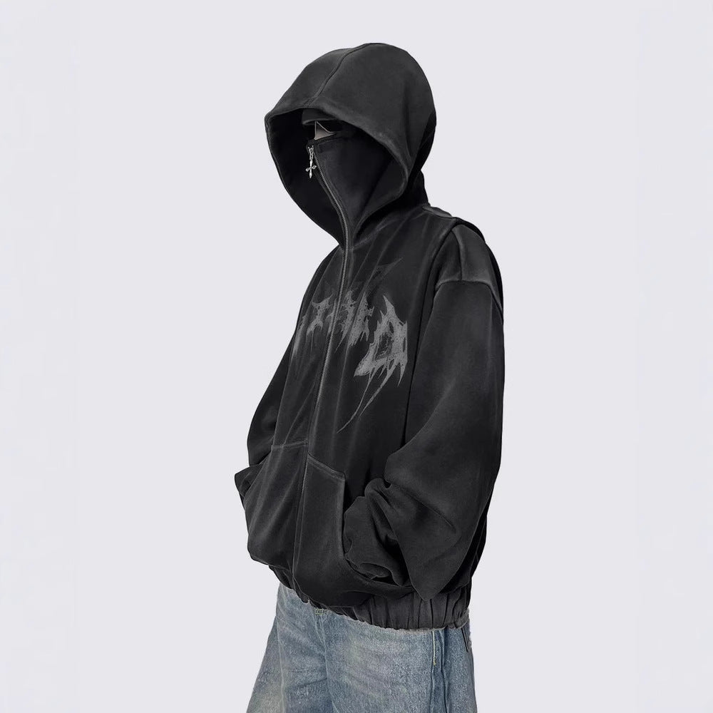 Corrupted Ski Mask Hooded Zip Hoodie