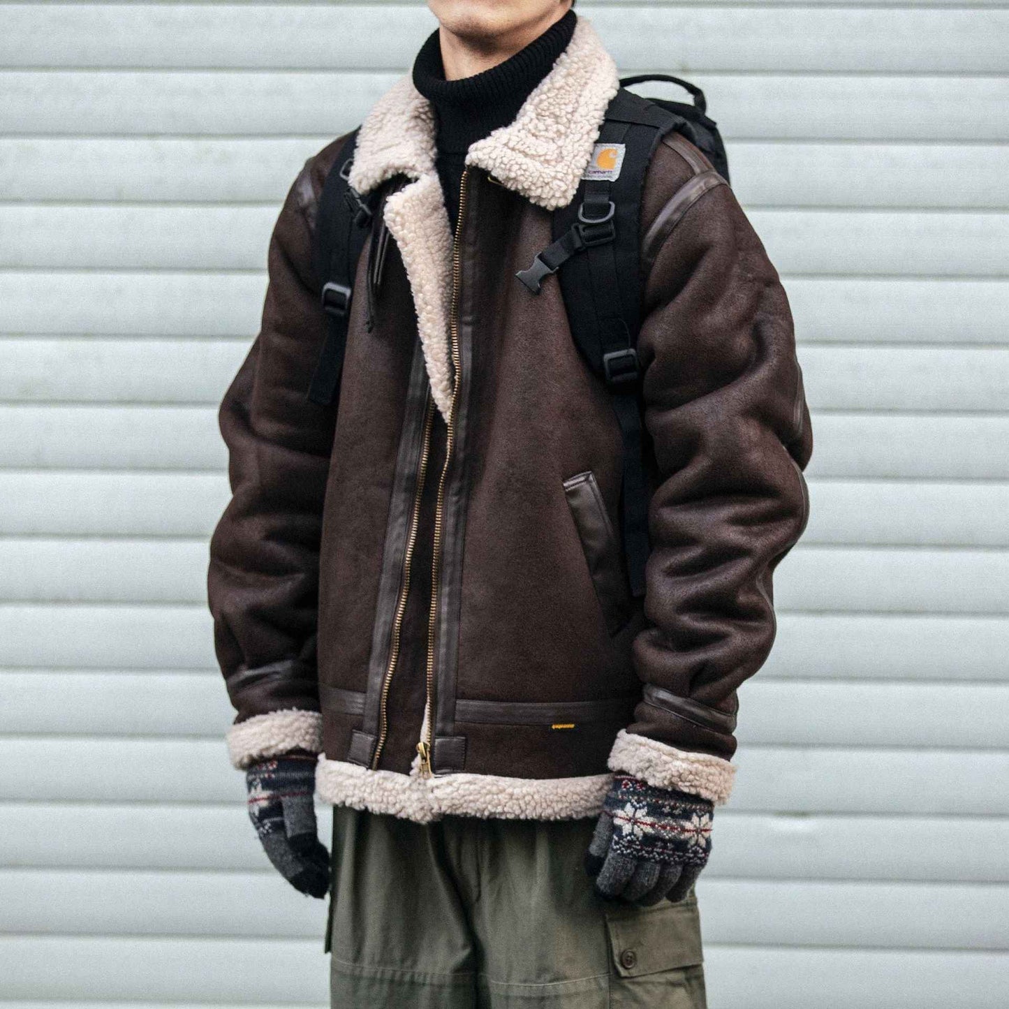 Motorcycle Suede Brown Fur Jacket