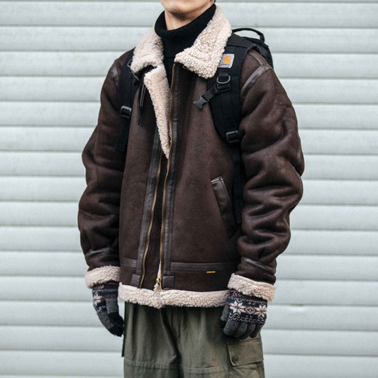 Motorcycle Suede Brown Fur Jacket