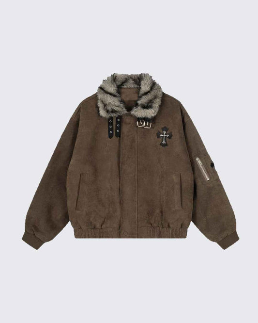 Faux Fur Shearling Cross Jacket