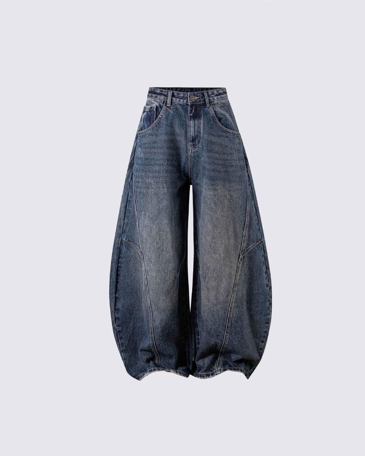 Baggy Loose Fit Blue Panel Jeans