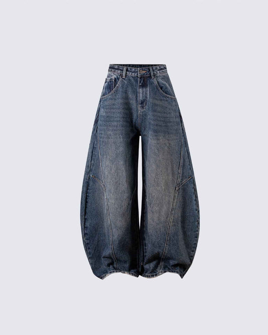 Baggy Loose Fit Blue Panel Jeans