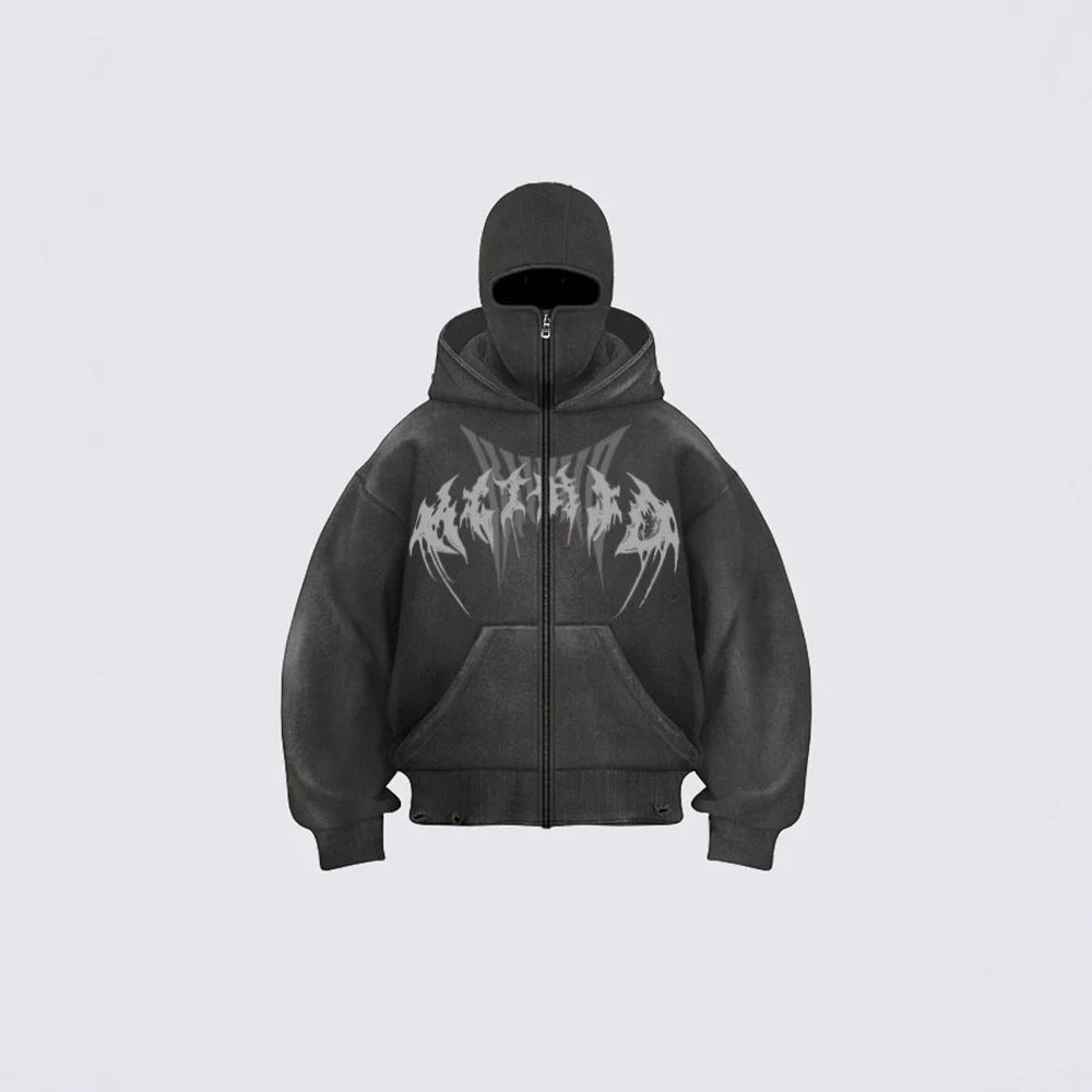 Corrupted Ski Mask Hooded Zip Hoodie