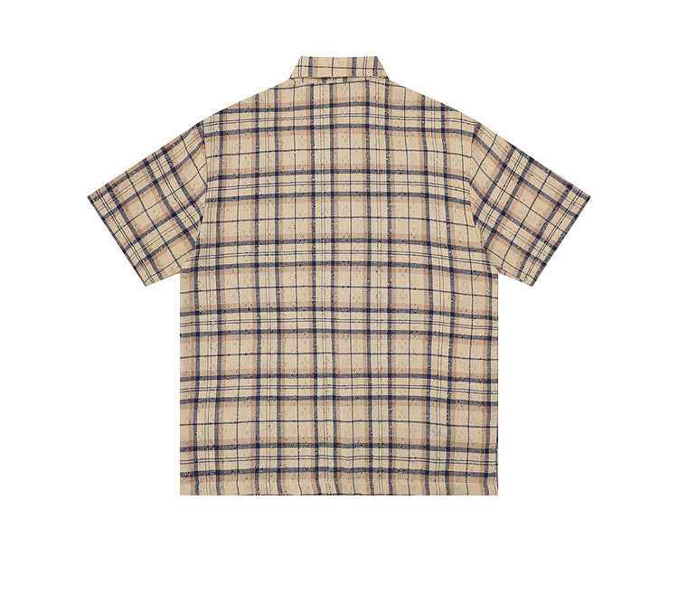 Splatter Print Plaid Shirt