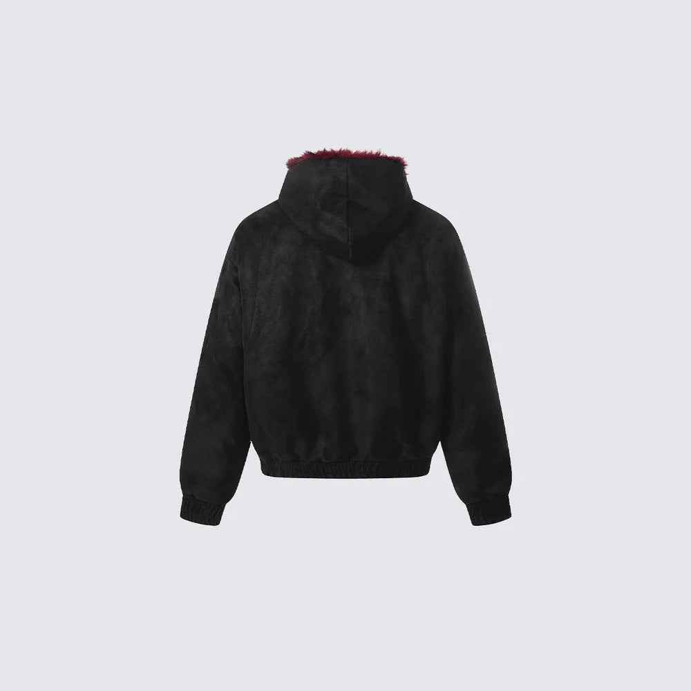 Fleece Lined 'Crimson' Red Fur Jacket