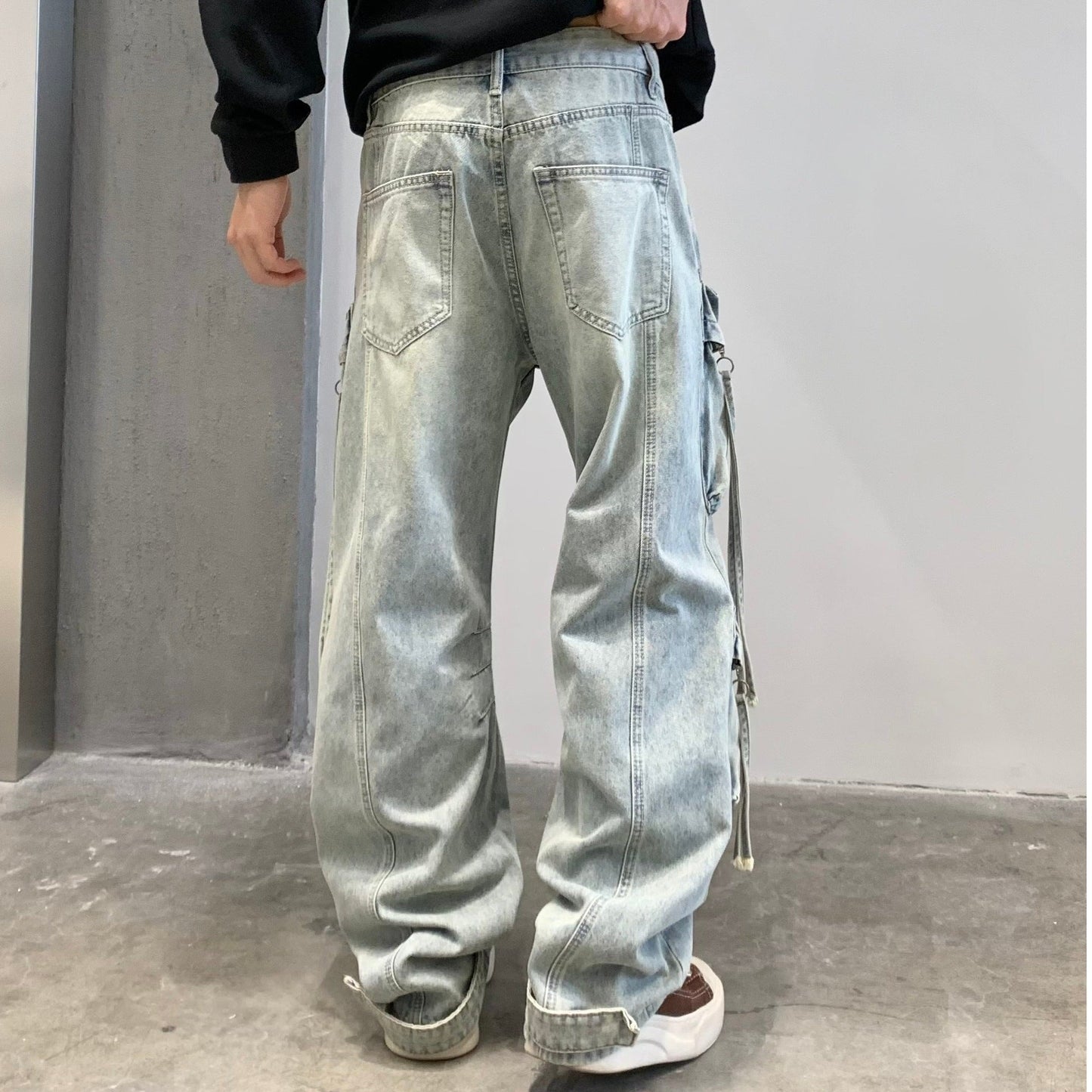 Multi Pocket Sky Blue Cargo Pants