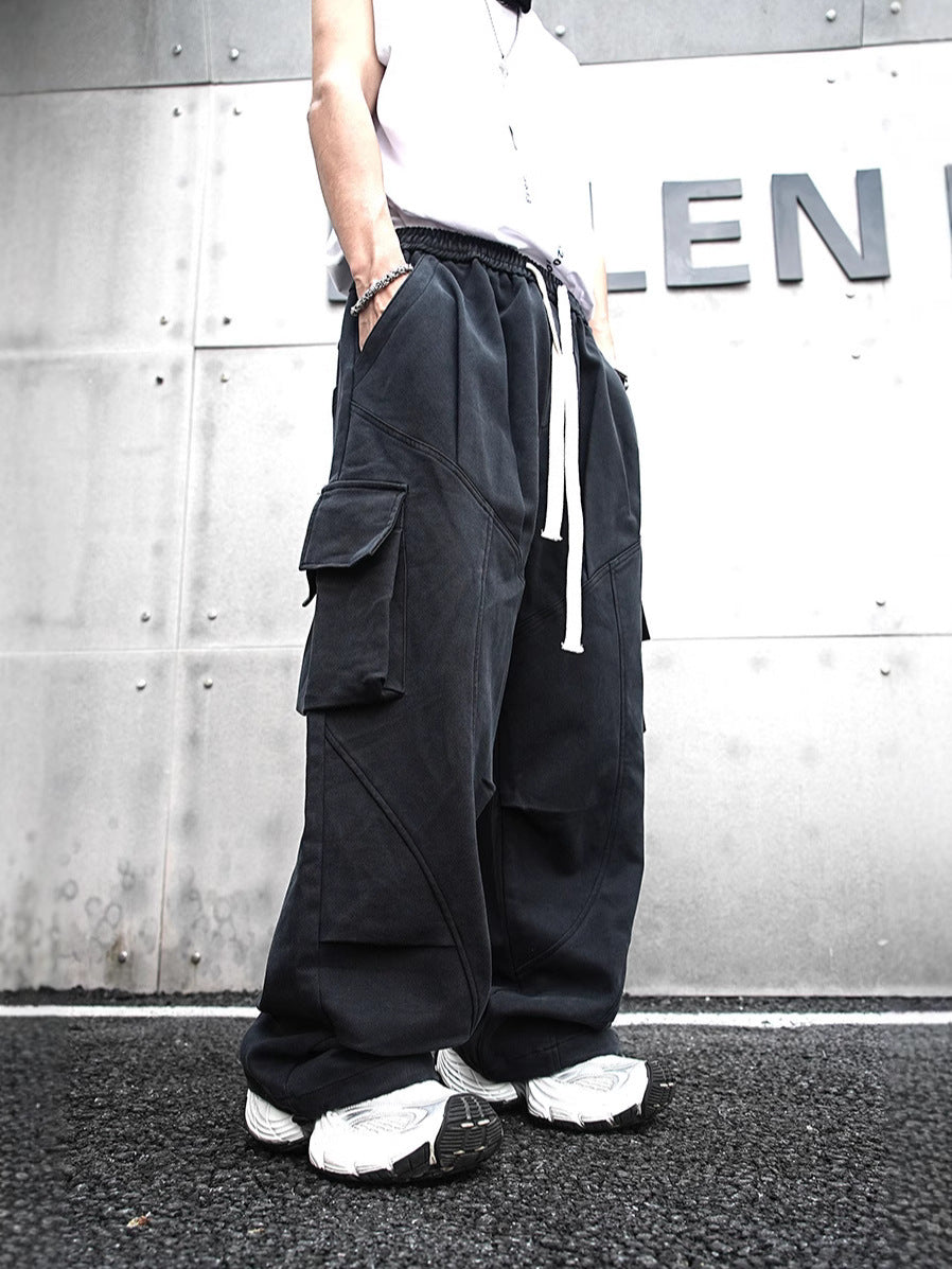 Baggy Cotton Black Cargo Pants