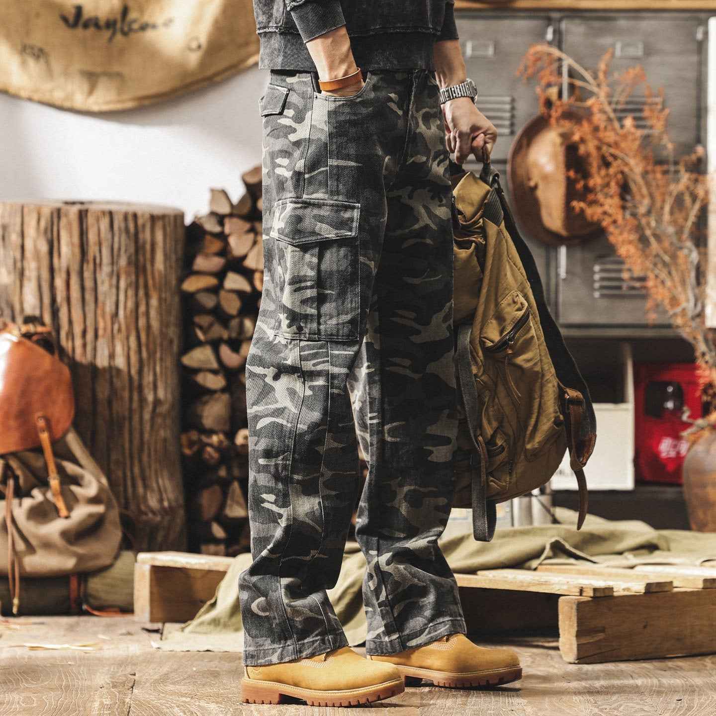 Retro Cargo Camo Pants