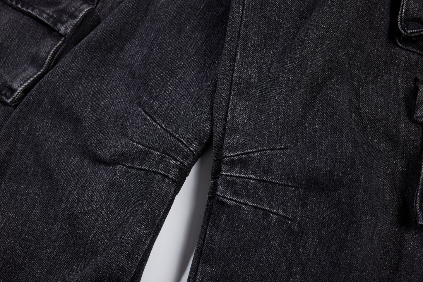 Washed Black Vintage Straight Leg Cargo Jeans