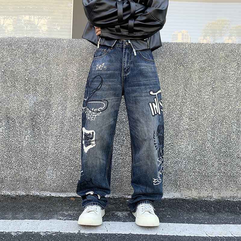 Retro Graffiti Loose Fit Jeans