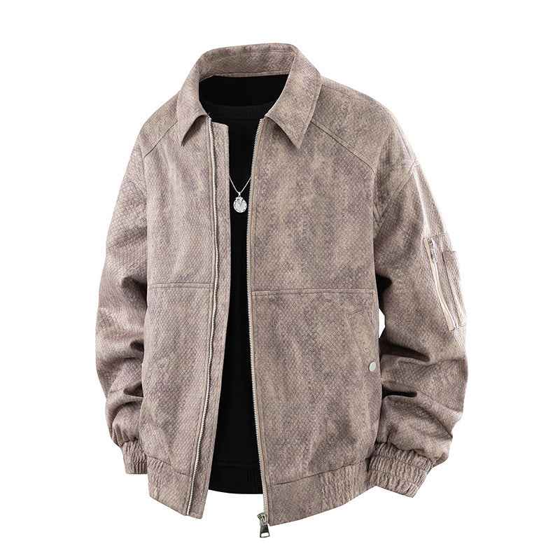 Jacquard Faux Denim Casual Jacket