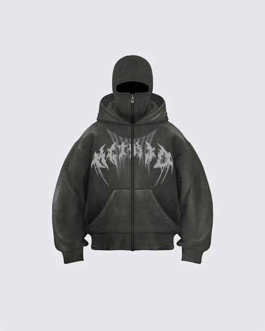Corrupted Ski Mask Hooded Zip Hoodie