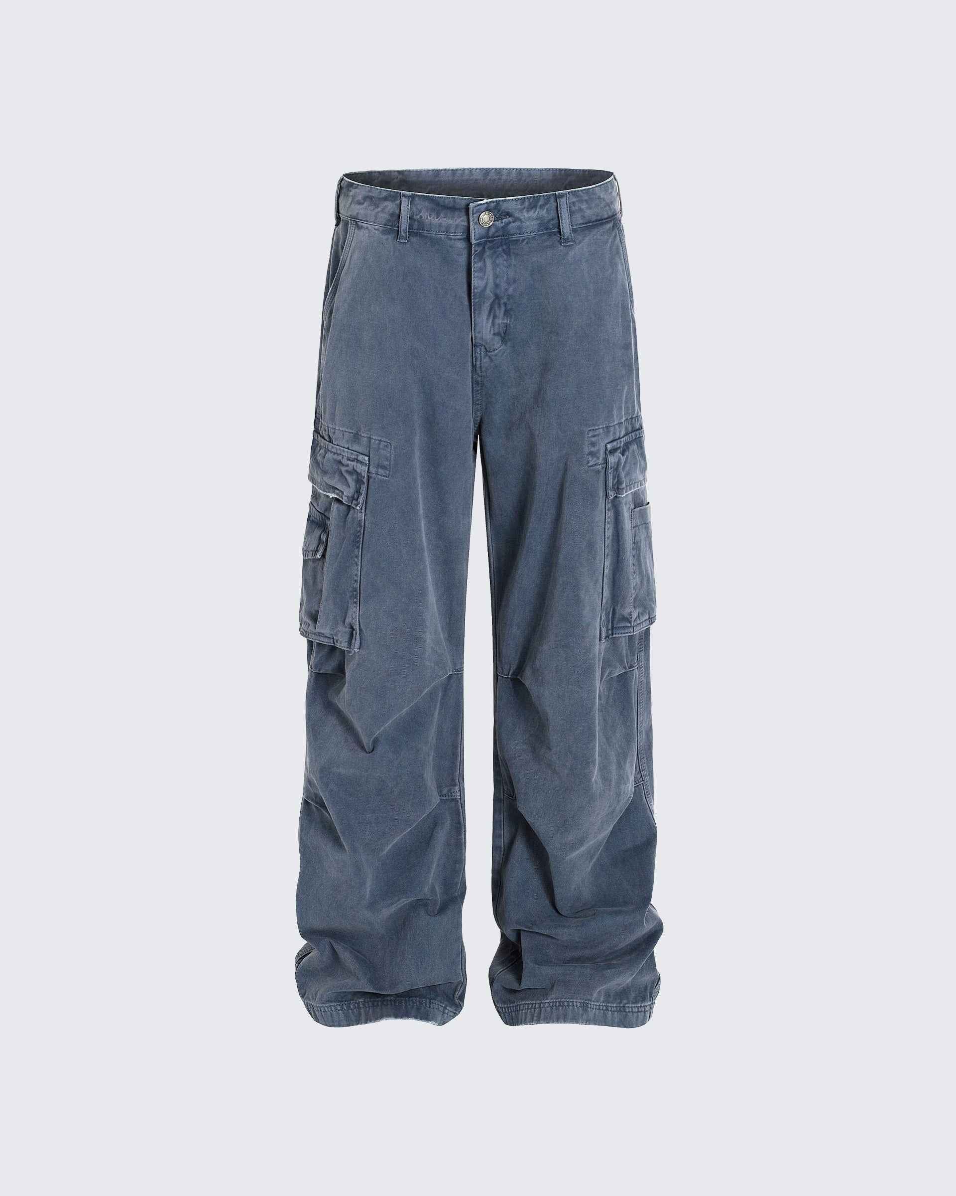 Retro Loose Fit MultiPocket Denim Cargo Jeans
