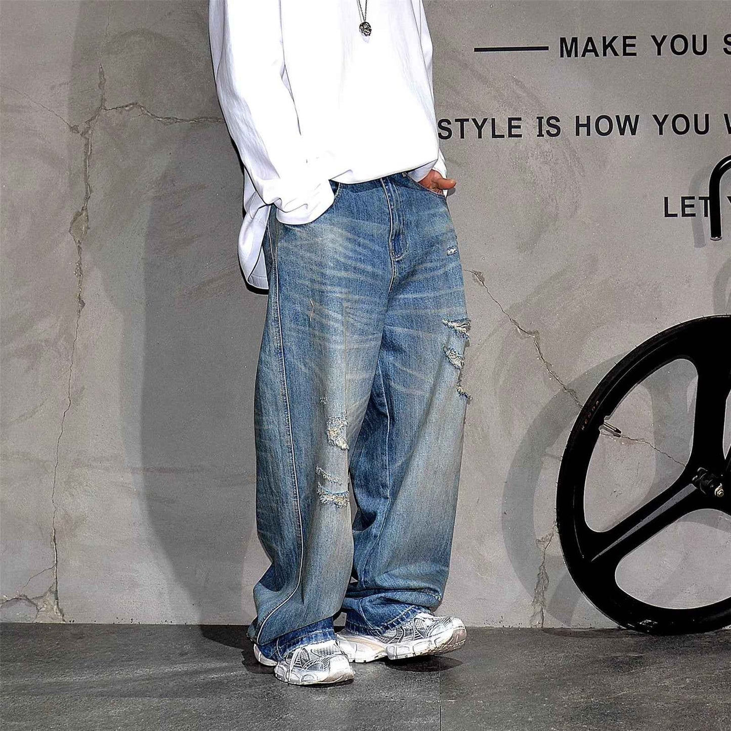 Drift Distressed Jeans - Vintage Blue