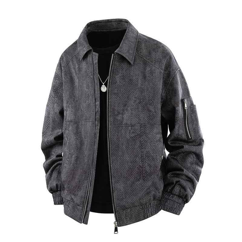 Jacquard Faux Denim Casual Jacket