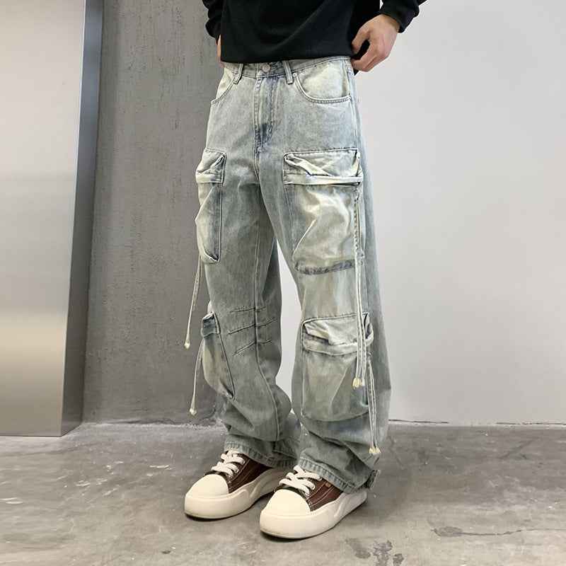 Multi Pocket Sky Blue Cargo Pants