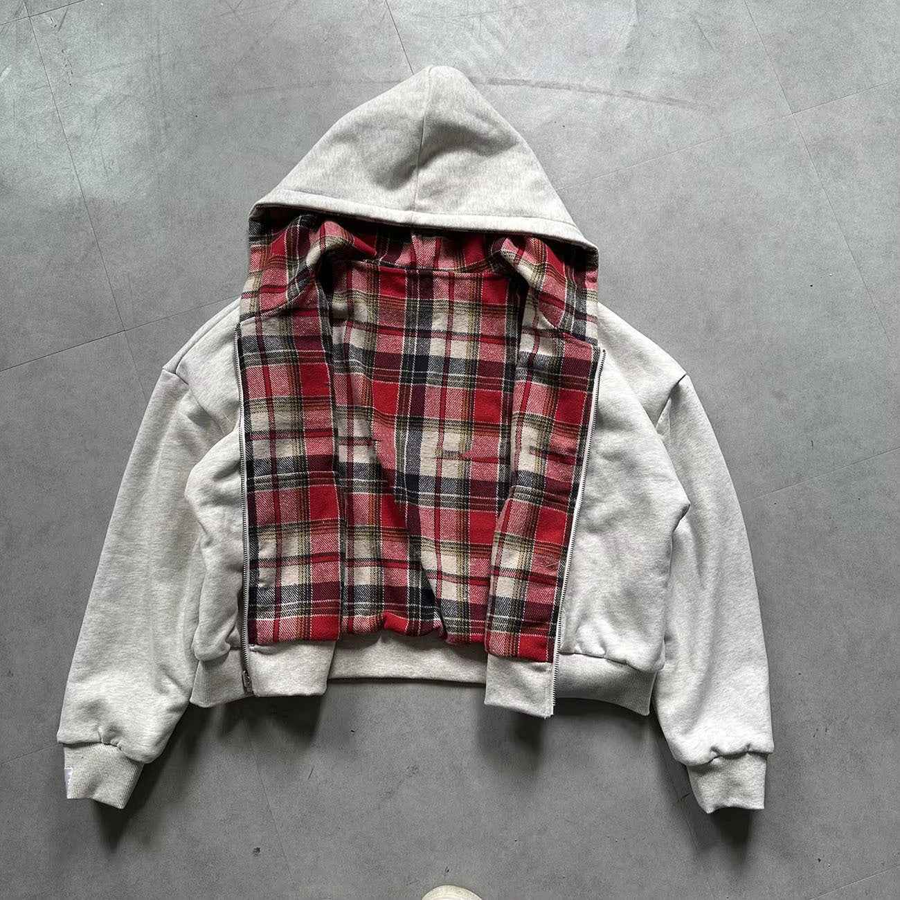 Plaid Reversible Zip Hoodie