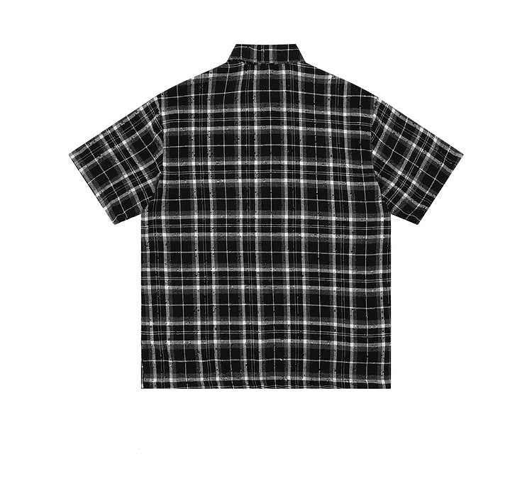 Splatter Print Plaid Shirt