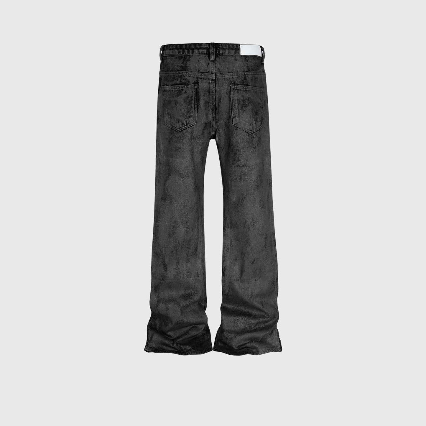 Hand Brushed Black Flared Jeans