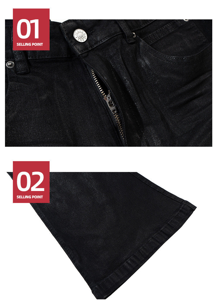 Black Vinyl Flared Jeans