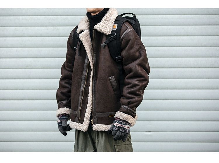 Motorcycle Suede Brown Fur Jacket
